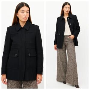 Burberry Brit Black Warm Wool Coat Jacket 2